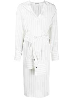 12 STOREEZ платье-рубашка в полоску с поясом