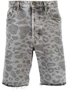 Saint Laurent джинсовые шорты с леопардовым принтом