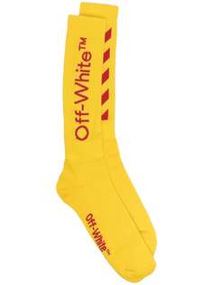 Off-White носки с диагональными полосками и логотипом