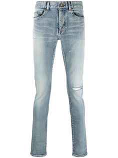 Saint Laurent джинсы скинни с эффектом потертости