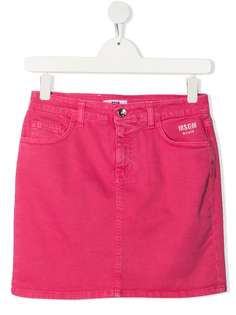 Msgm Kids джинсовая юбка с вышитым логотипом