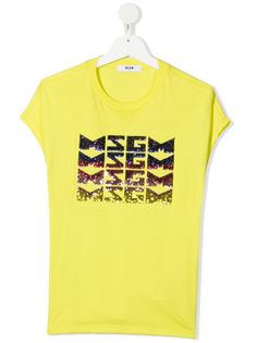 MSGM Kids футболка с логотипом из пайеток