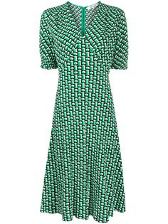 DVF Diane von Furstenberg платье миди Jemma с присборенными рукавами