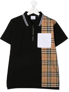 Burberry Kids рубашка поло со вставкой в клетку Vintage Check