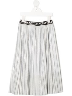 Karl Lagerfeld Kids плиссированная юбка миди с логотипом на поясе