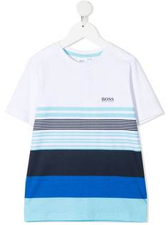 BOSS Kidswear полосатая футболка с логотипом