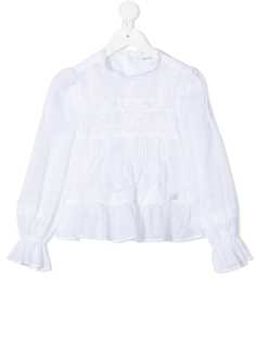 Ermanno Scervino Junior блузка с драпированными рукавами и кружевом