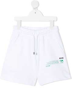 MSGM Kids спортивные шорты из органического хлопка с надписью