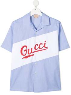 Gucci Kids рубашка оксфорд с логотипом
