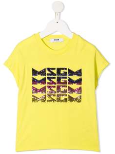 MSGM Kids футболка с логотипом из пайеток
