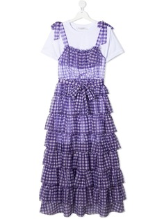 Philosophy Di Lorenzo Serafini Kids клетчатое платье-футболка с оборками