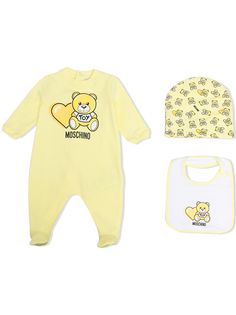 Moschino Kids комплект Teddy Bear из пижамы и нагрудника с шапкой