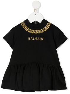 Balmain Kids платье-футболка с вышивкой