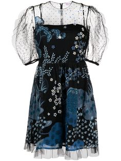 RED Valentino полупрозрачное платье с цветочным принтом