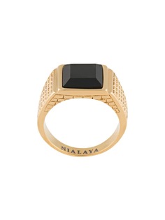 Nialaya Jewelry кольцо-печатка Golden Brick с агатом