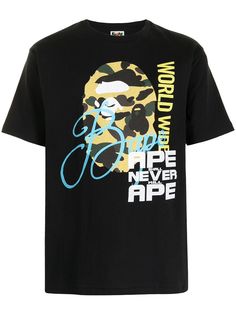 A BATHING APE® футболка с круглым вырезом и логотипом Bape