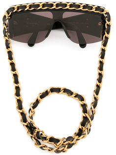 Chanel Pre-Owned солнцезащитные очки с цепочным декором