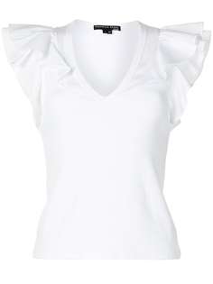 Veronica Beard футболка Cathie с оборками и V-образным вырезом