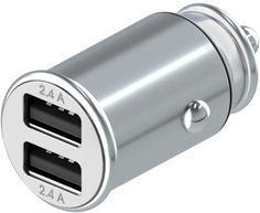 Автомобильное зарядное устройство InterStep Metal: 2xUSB, 24W, Silver (IS-CC-2USBMSCHG-000B201)