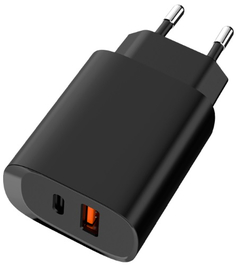 Сетевое зарядное устройство TFN USB + Type C QC 20W Black (TFN-WCRPD08)