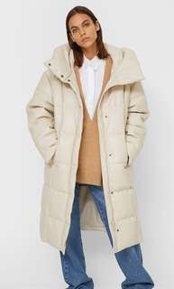 Stradivarius Пуховик Из Искусственной Кожи Цвет Небеленого Полотна M