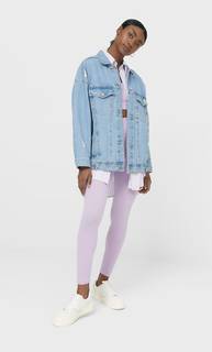 Stradivarius Джинсовая Куртка Оверсайз Женская Коллекция Светлый Деним Xl
