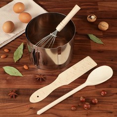 Подарочный набор кухонных принадлежностей, 4 предмета: раздвижная форма, лопатка, ложка, венчик Доброе дерево