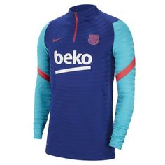 Мужская футболка для футбольного тренинга с молнией 1/4 FC Barcelona VaporKnit Strike Nike
