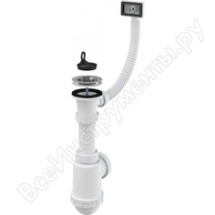 Сифон для мойки alca plast a444-dn50/40 с нержавеющей решеткой dn70 и гофропереливом 00051713