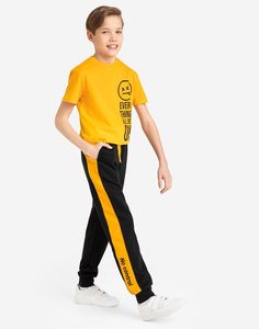 Чёрные спортивные брюки с лампасами для мальчика Gloria Jeans
