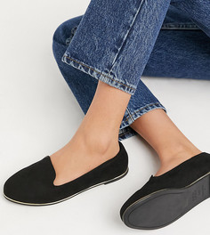 Черные лоферы для широкой стопы на плоской подошве New Look-Черный цвет