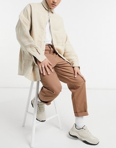 Коричневые чиносы свободного кроя ASOS DESIGN-Коричневый цвет