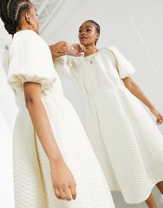 Кремовое стеганое платье миди ASOS EDITION-Белый