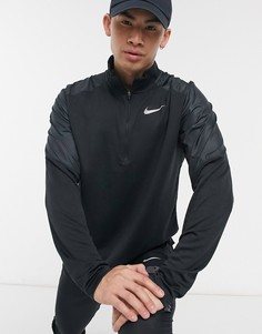 Черный комбинированный топ с короткой молнией Nike Running Pacer-Черный цвет