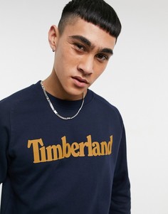 Бежевый свитшот с круглым вырезом Timberland-Темно-синий