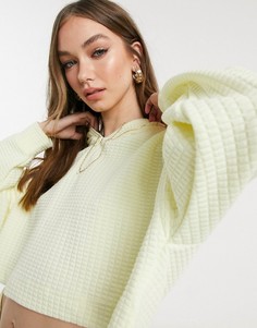 Желтый худи из вафельной ткани на молнии от комплекта из 3 предметов Monki Wami