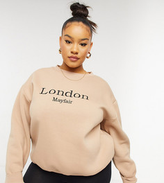 Бежевый oversized-свитшот In The Style Plus x Lorna Luxe London-Зеленый цвет