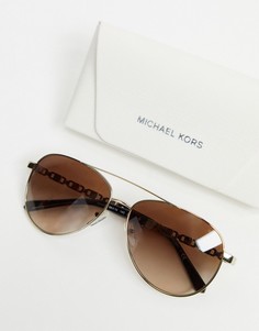 Темно-коричневые солнцезащитные очки-авиаторы Michael Kors-Коричневый цвет