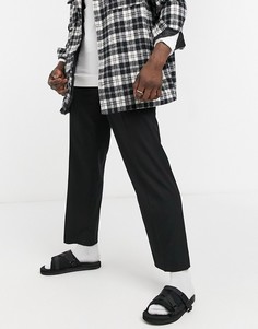 Черные строгие брюки с широкими штанинами Topman-Черный цвет