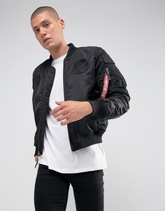 Черный утепленный бомбер Alpha Industries MA-1 VF Nasa
