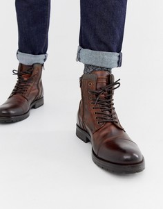 Кожаные ботинки на шнуровке Jack & Jones-Коричневый