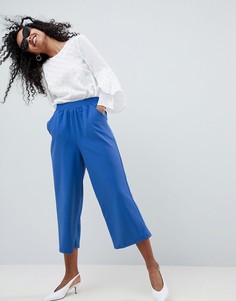 Укороченные брюки прямого кроя из трикотажного крепа ASOS DESIGN-Темно-синий