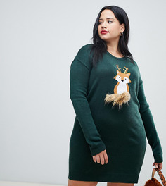 Новогоднее платье-джемпер Brave Soul Plus foxie-Зеленый