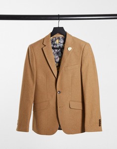 Приталенный пиджак с добавлением шерсти Gianni Feraud-Коричневый
