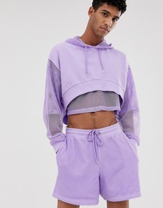 Фиолетовый короткий oversize-худи с сетчатыми рукавами ASOS DESIGN
