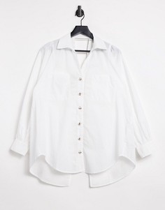 Белая поплиновая рубашка с вырезом на спине River Island-Белый