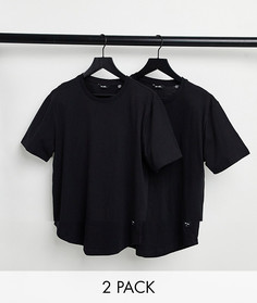 Комплект из 2 черных длинных футболок с закругленным краем Only & Sons-Черный цвет