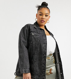 Черная выбеленная джинсовая куртка в стиле oversized Wednesdays Girl Curve-Черный цвет