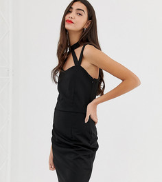 Черное облегающее платье мини в рубчик с ремешками Noisy May Tall-Черный