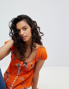 Топ с принтом Free People-Оранжевый